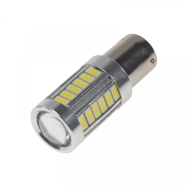 LED žárovka 12-24V s paticí BAU15S bílá 33LED/5730SMD s čočkou