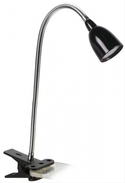LED stolní lampička 2,5W, 3000K, clip, černá 