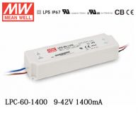 Napájecí zdroj: spínaný LED 58,8W 9÷42VDC 1400mA 90÷264VAC