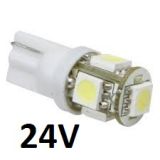LED žárovka 24V 5W W2,1x9,5d čirá 5xLED 5050