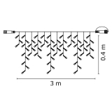 Profi LED spojovací řetěz černý – rampouchy, 3m,studená bílá