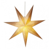 LED hvězda papírová závěsná se zlatými třpytkami na okrajích, bílá, 60 cm, vnitřní