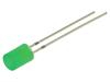 LED zelená 5mm 500mcd 140° Čelo: plochý 3,1÷3,4VDC Poč.výv: 2