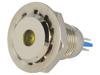 Kontrolka: LED plochá žlutá 12VDC Ø12mm IP67 pájecí mosaz