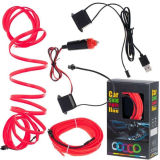Osvětlení interiéru auta ambietní USB/12V, 5m červené