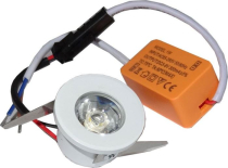 Podhledové světlo bílé, LED 1W teplá bílá, 230V/1W