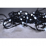LED venkovní vánoční řetěz, 200 LED, 20m, přívod 5m, 8 funkcí, časovač, IP44, studená bílá
