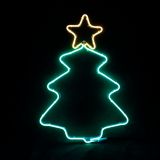 Vánoční neonový stromeček s hvězdou, zelená + žlutá barva, IP44